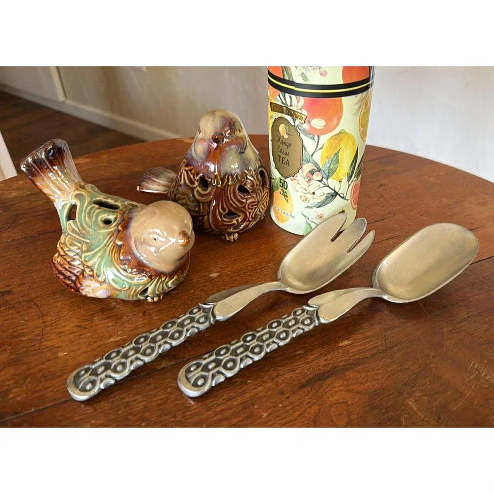 Vintage David Andersen Salad Serving Set Pewter MCM Scandinavian Nordic